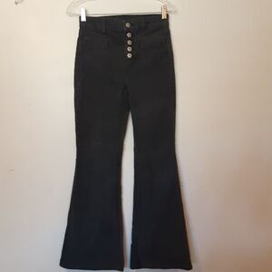 American Eagle Super High Rise Flare Corduroy Pant Womens Size 0 Stretch Gray